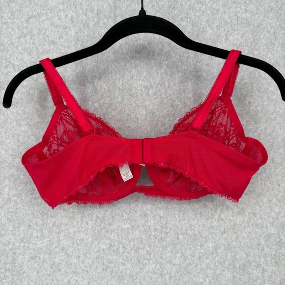 Victorias Secret Very Sexy Sheer Lace Balconet Bra Size 36D Floral Red Sexy - Picture 3 of 7
